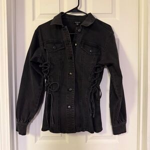 VENUS Dark Denim Jacket with Lace-Up Sides